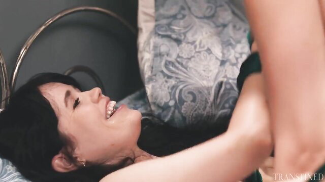 Kasey Kei hot shemale brunette smiles fucking cute girl in bondage