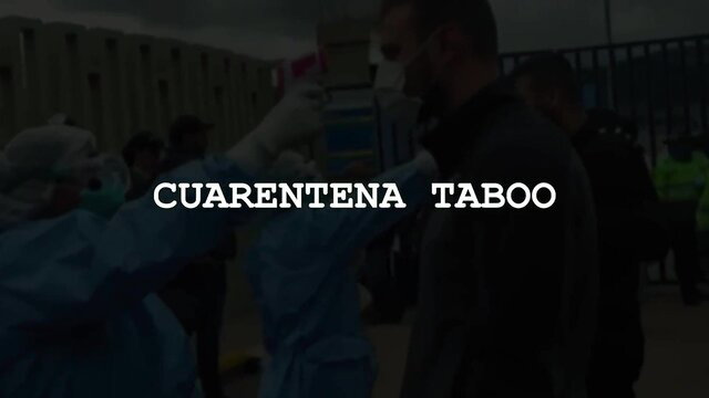 Quarantine taboo mom son covid check with masks and hazmat suits