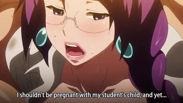 Pregnant Asian teacher with glasses in JAV closeup ecstasy face