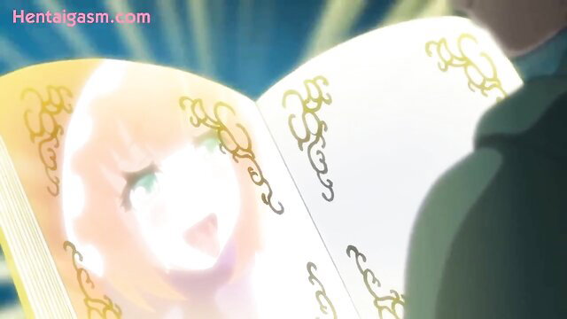 Blonde hentai girl with glowing eyes in open magical book Otogibanashi No Onigokko