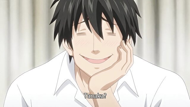 Smiling anime guy with hand on cheek from Dokidoki Little Ooyasan Ep.4