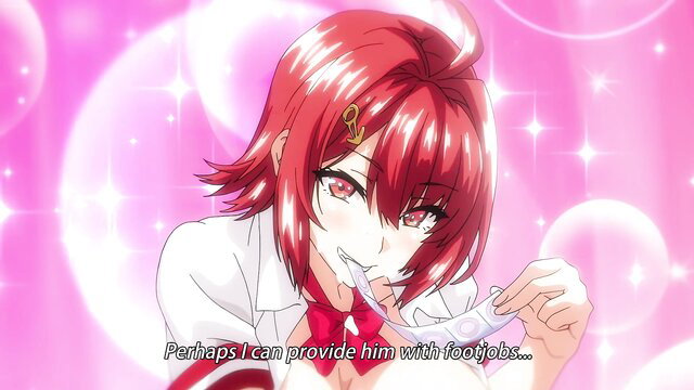 Redhead anime tsundere girl from Tsundero Ep.1 teases footjob offer