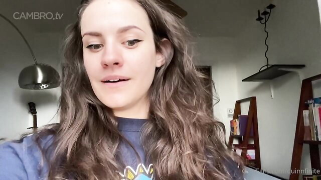 Quinnfinite flashes tits by window in amateur tease