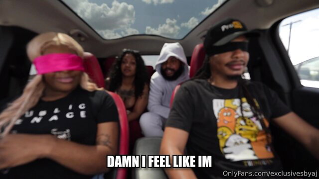 Stacie Bad blindfolded in car with black guys on wild date