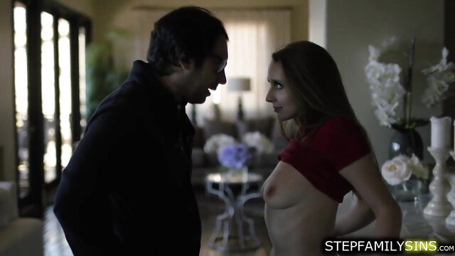 Stepdaughter seduces pissed off stepdad in tight red top