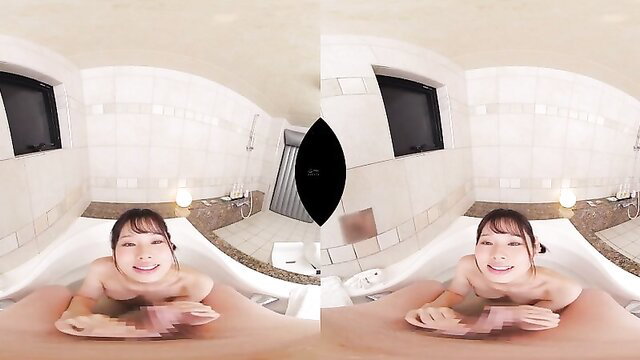 Charming Asian teen in hot VR bathtub closeup