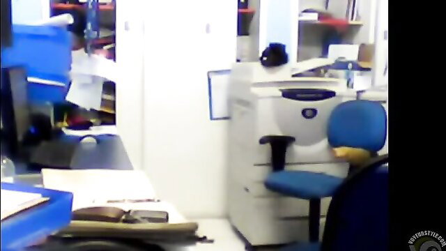 Office foreplay caught on security cam, hot amateur tease