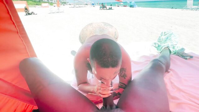 Gia Lovely black baddie POV blowjob on South Beach
