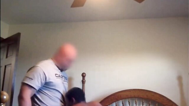 Skinhead white thug barebacks black bottom on bed