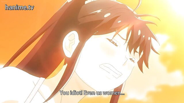 Angry anime girl with ponytail glares in sunny hentai scene from Kimi ga Suki Ep.2