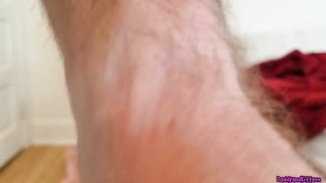 Hairy older man closeup arm thigh in homemade teen fuck video