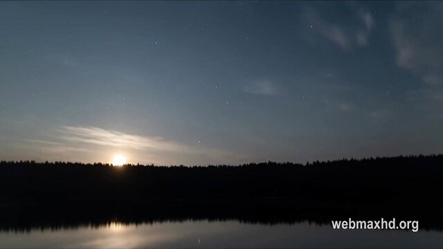 Moonlit forest lake night sky serene reflection peaceful dusk landscape