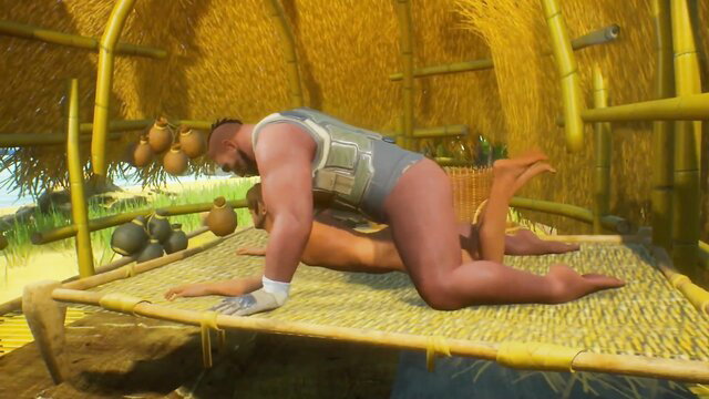 Muscular black security guard fucking anime girl's big ass doggystyle