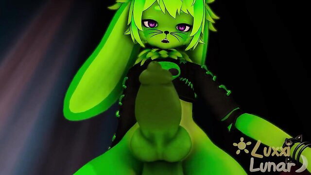 Luxxi green femboy alien bunny POV dick tease with knotty cock