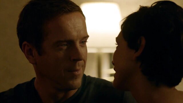 Morena Baccarin closeup in Homeland S1E11 intimate scene