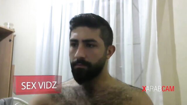 Hassim hairy Syrian Arab gay man shirtless on Xarabcam