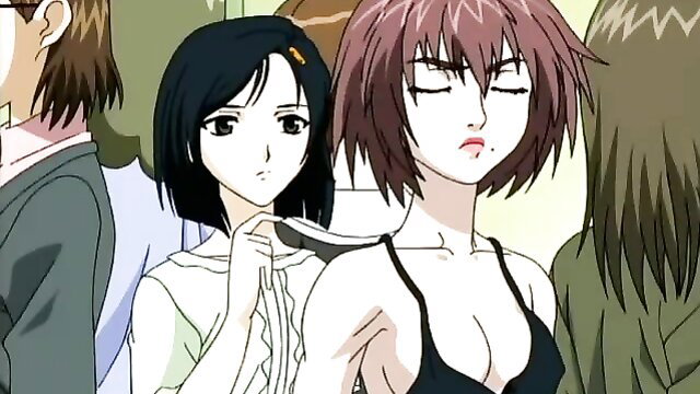 Anime teen girls yuri fingering on train, no panties molest