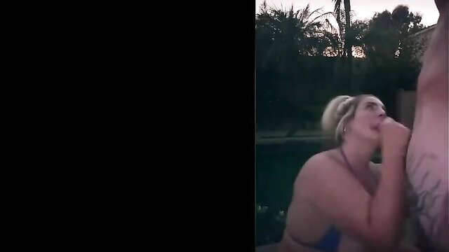 Haleigh Cox topless poolside blowjob on guy, leaked amateur porn