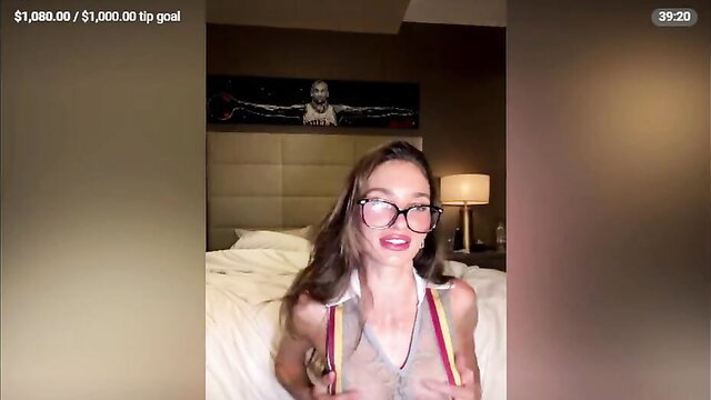 Lyna Perez & Hayley Maxfield busty brunette in sheer lingerie on livestream