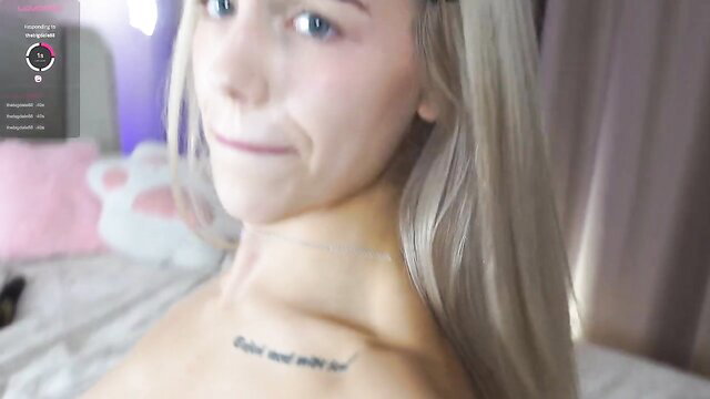 Naked milabunny_ blonde shows tattoo in public video show