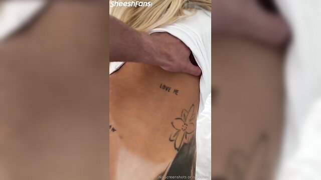 Ashleysjuggs blonde cheerleader back tattoo grabbed hardfuck tits out