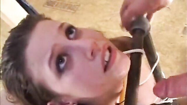 Restrained college girl throat fucked and ass stuffed with cock