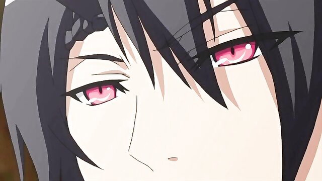 Closeup of seductive anime girl with intense pink eyes from Venus Blood Ep.3