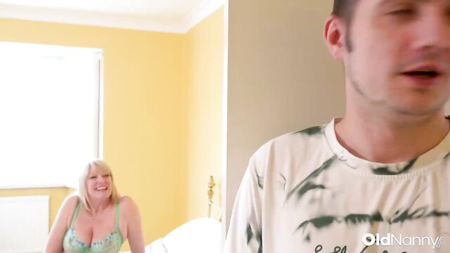 Amy Goodhead in green lingerie with Sam Bourne in bedroom action