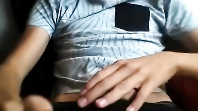Slim Asian twink hand down pants teasing cock in amateur solo vid