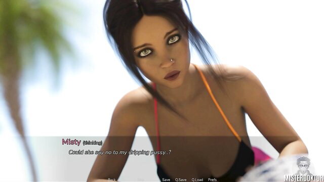 Misty Mayhem stripping pussy in bikini, Misterdoktor visual novel