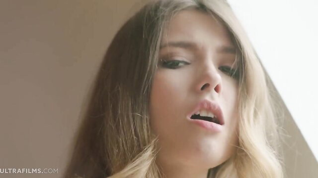 Mila Azul hot closeup with open mouth in solo tease