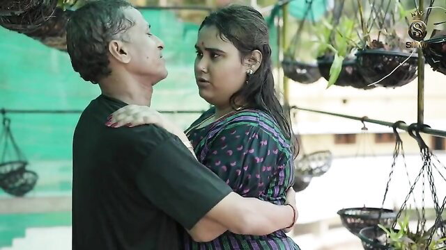 Indian BBW wife hugged intimately by older man in saree