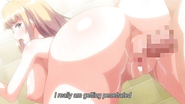 Blonde hentai babe with huge ass bent over getting penetrated from behind