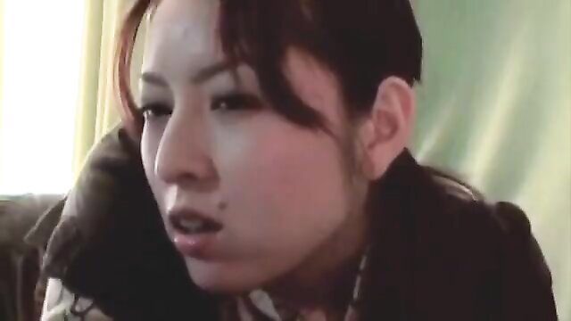 Cheating Japanese wife in debt, closeup moan with collar, amateur JAV