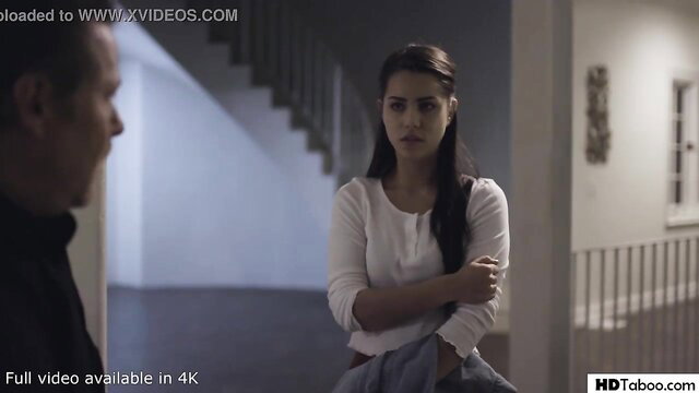 Alina Lopez as babysitter confronted by man in tense Pure Taboo scene