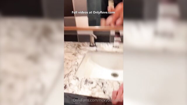 OnlyFans teen hands stroking BBC at sink, big tits ass leak preview