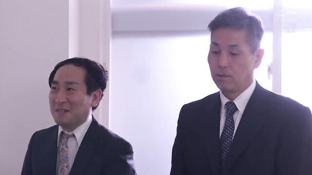 Two suited Japanese men in JAV office scene, JUL-313