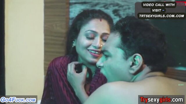 Hot Indian aunty smiles intimately with man in amateur video call