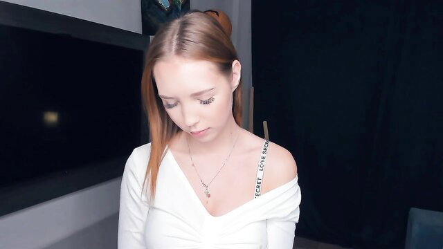 Judietastet shy 18yo skinny teen in off-shoulder top, closeup