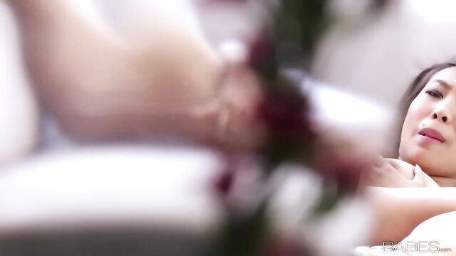 Sharon Lee Asian babe hot solo legs spread flowers tease