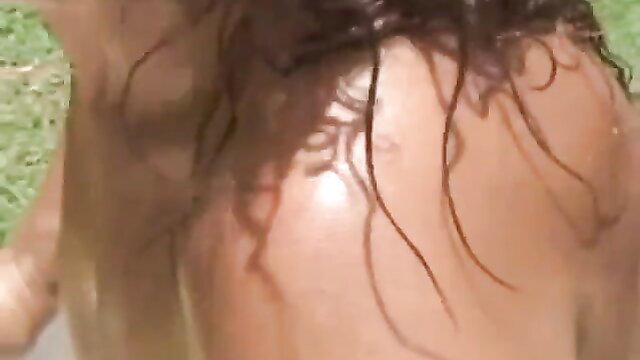 Tanned Brazilian babe punished wildly outdoors, wet curvy body