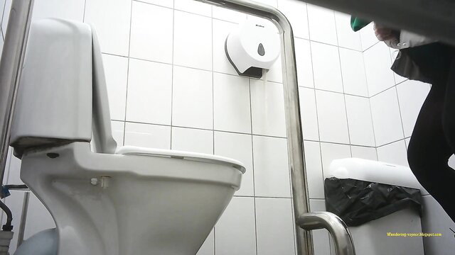 Amateur public toilet spy cam of woman squatting to pee