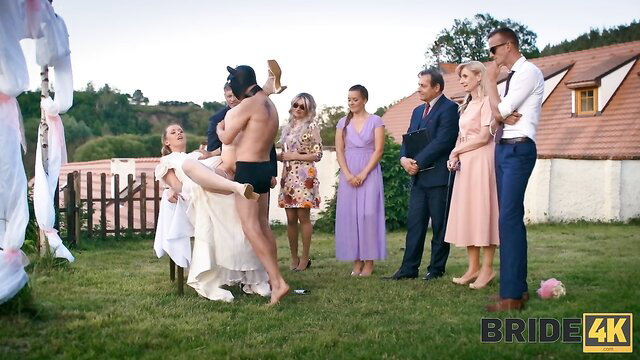 Hot bride fucked by husband in public at wedding with guests watching