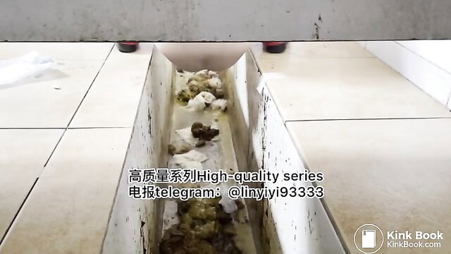 Asian girl shits in industrial toilet chute, high-quality scat series
