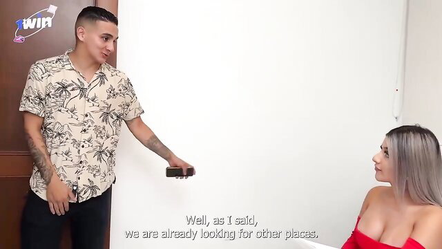 Naty Delgado in red dress tempts client Dani Clark in hot real estate XXX