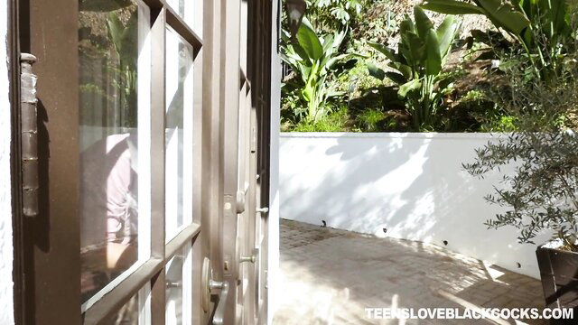 Hot wife watches black hunk through window in steamy cuckold tease