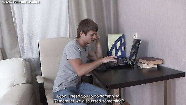 Russian teen guy in cuckold talk on webcam, amateur sell gf porn