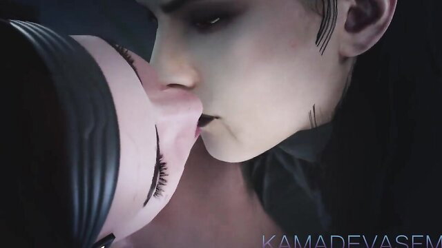 Rey and Bo-Katan kissing passionately in Star Wars lesbian scene