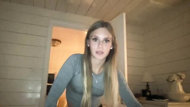 Carlybora cute innocent blonde in tight gray top Chaturbate
