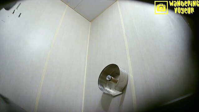 Amateur public toilet spy cam catches woman in stall, 2023